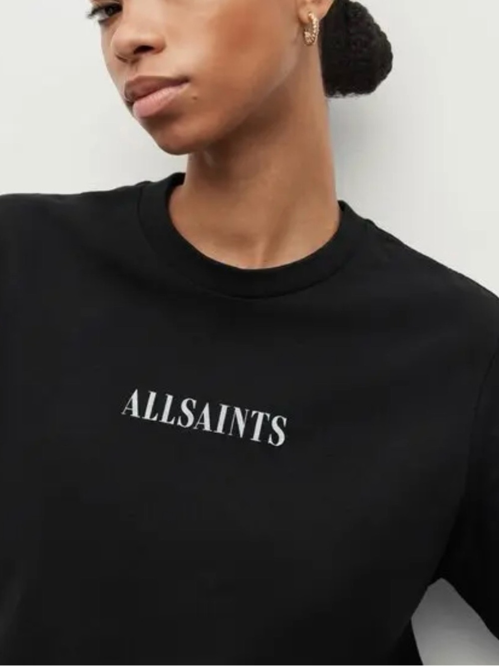 All Saints Black Short Sleeve Logo Tee Womens large